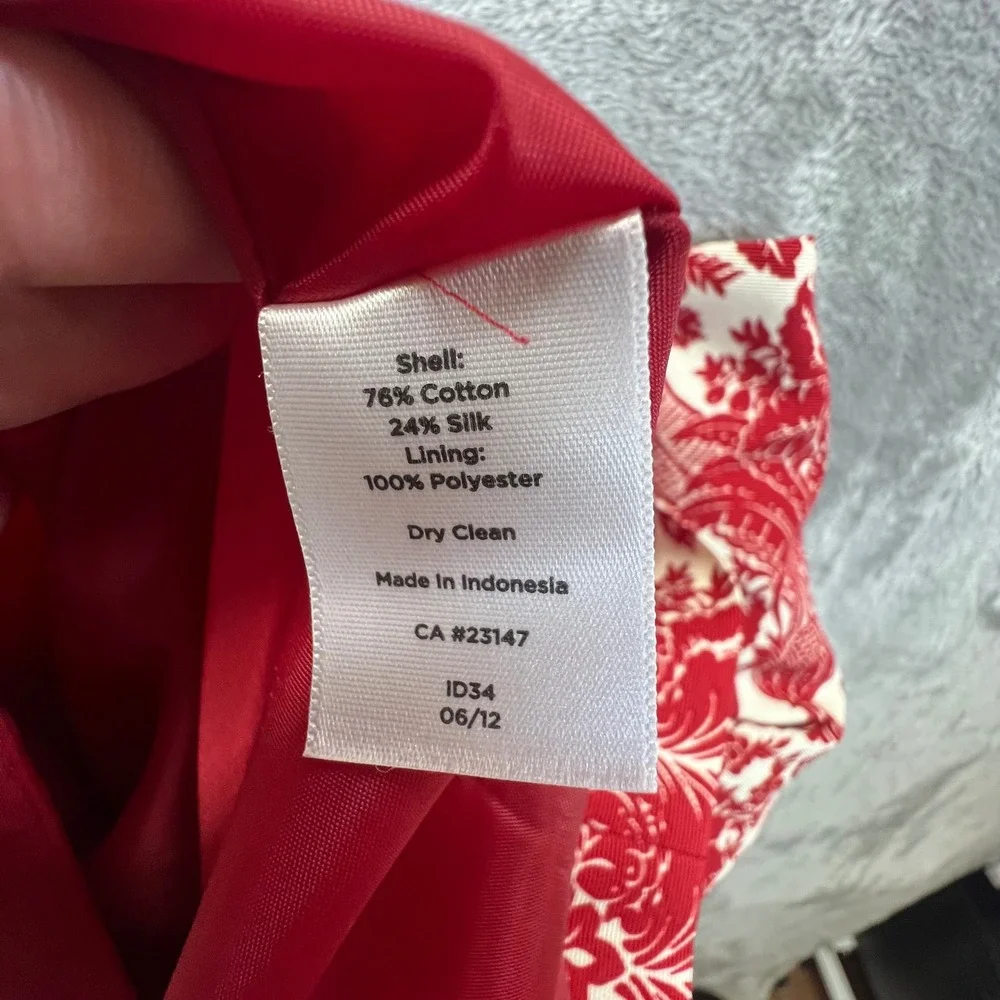 Talbots Red Ivory‎ Damask Pencil Skirt Size 8 Baroque Regencycore Professional
